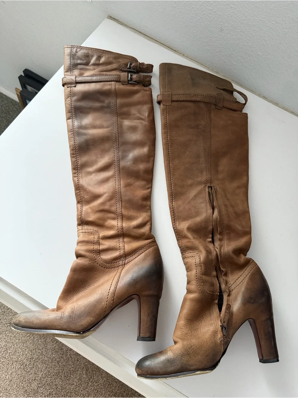 Sam Edelman Sutton Brown Over-the-Knee Leather Heeled Boots